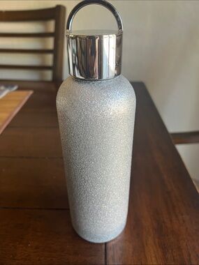 kate spade Silver Glitter Stainless Steel Water Bottle with Loop Cap